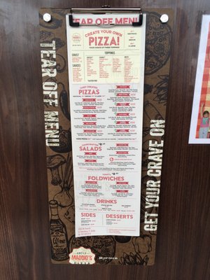 Nice little tear off paper menu