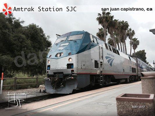 Train platform (Incoming southbound train; San Diego)