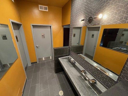 Newly remodeled bathrooms in 2021! There are at least 4 gender neutral stalls. No need to share bathrooms anymore