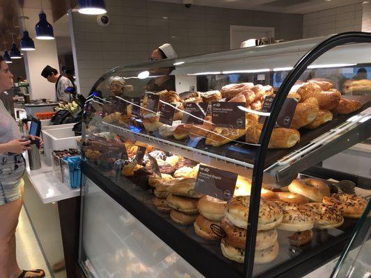 Newly renovated Cafe 212: pastries and breads case