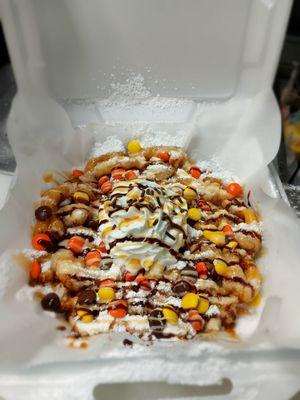 Peanut Butter Perfection Loaded Funnel Cake