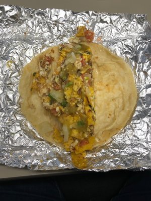 Migas taco on corn