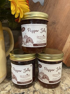 Pepper Jelly- a blend of Jalapeños, Habañeros and red bell peppers