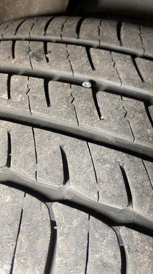 Nail in the tire- patched by Martinez Wheel & Tire