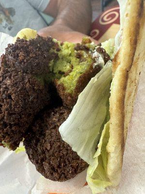 Inside falafel gyro