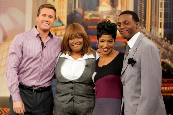 F.O.G. Doing make up at Windy City Live with Reggie Reg and Bernie Mac's wife Rhonda McCullough