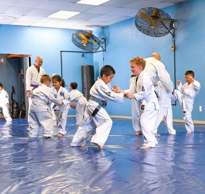 Jiujitsu is not only ground skills, standing is an important part of the program.