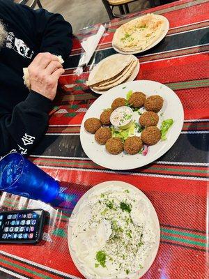 Falafel, Garlic Dip and Hummus