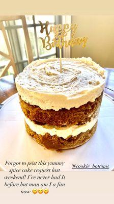 Custom Birthday Spice Cake with Cream Cheese Frosting