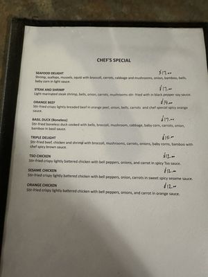 New Menu as of May 2024