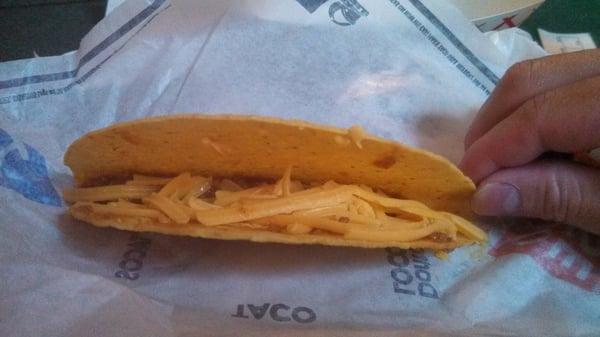 Wow!  When you order a taco with no lettuce, this is all you get for $1.29.  FAIL!