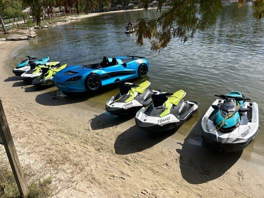 2023 Jetcar McLaren body style and 6 2023 Seadoo Jetskis for fun on the water