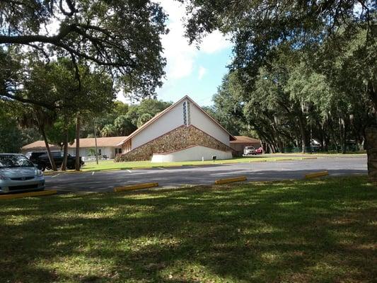 Church building view from street