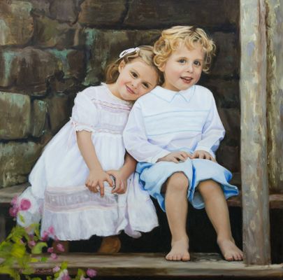 Professional commission oil painting portraits on canvas by artist, Mark Lovett. Call 301-873-4701 to commission a portrait painting.