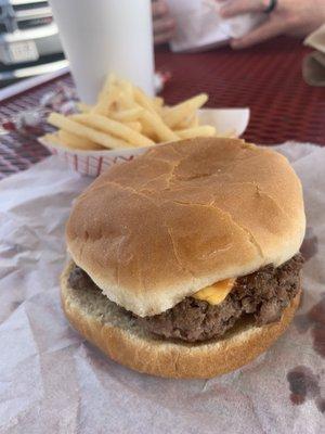 Cheeseburger and French fries