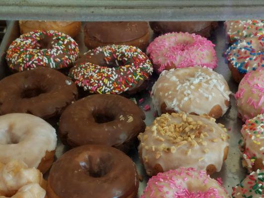 Nice variety of fresh baked donuts !