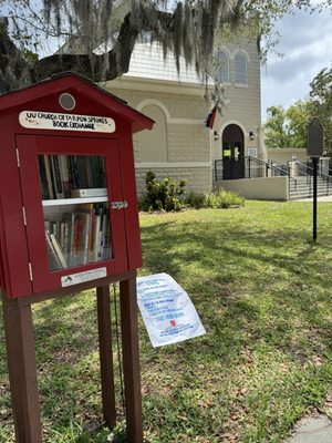 Little free library with books for adults and children