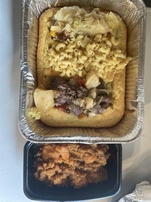 Soul food tray with pot roast