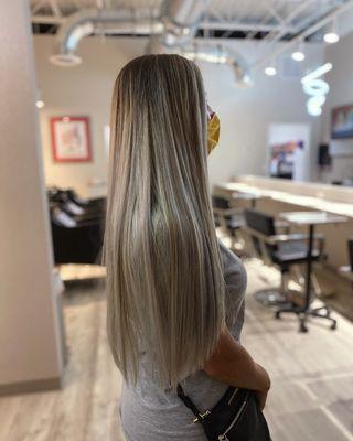 cool balayage with shadow root