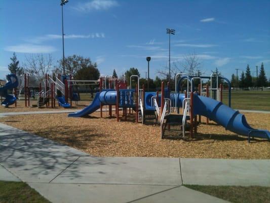 Playground equipment over bark