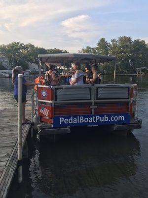 Boat at the dock where you enter and exit.