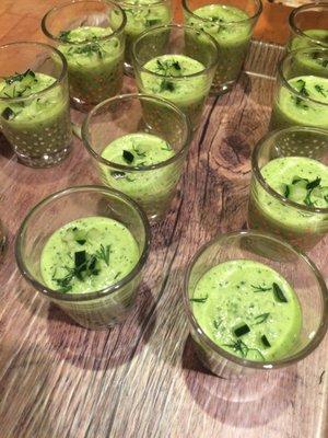 Amuse Bouche: Cucumber Yoghurt Mint Gazpacho