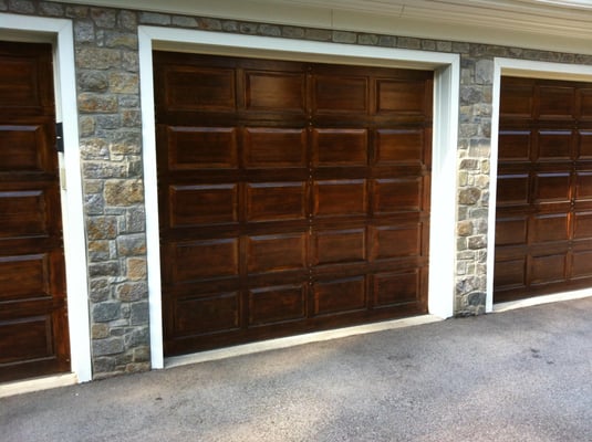 Garage doors after refinishing