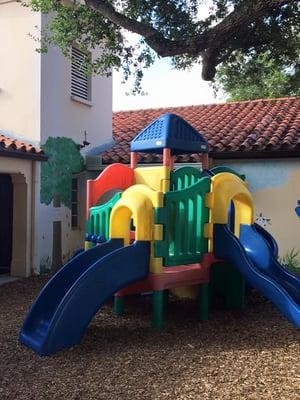 One of the playground slide sets