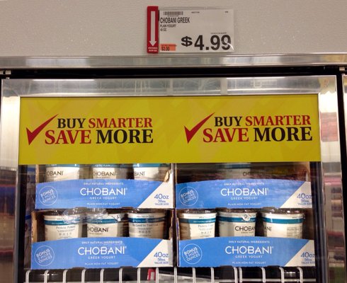 $4.99 non-fat plain Chobani 40 oz..