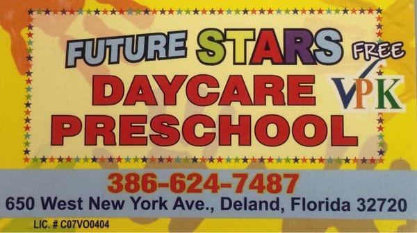 Future stars daycare and preschool is a great environment for kids with it's very friendly staff and nice facility.