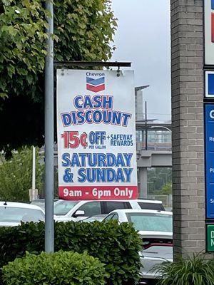 Weekend Cash Discounts on gas