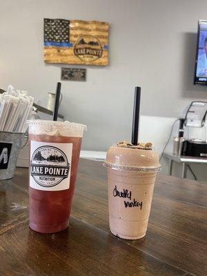 Betty White Beauty tea and Chunky Monkey shake! AKA The usual. When it's so good, why mess with the best??