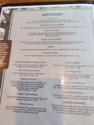 The menu