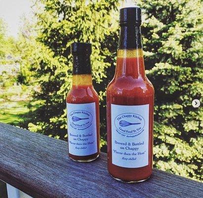 Chappy Kitchen branded hot sauce, available at Jerry's Place.