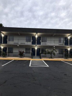 Exterior of motel ~ beautiful trees