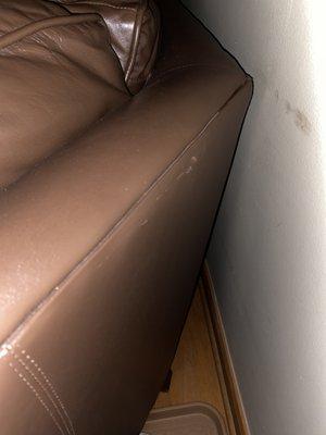 tear present in couch upon delivery that was not there at pick up