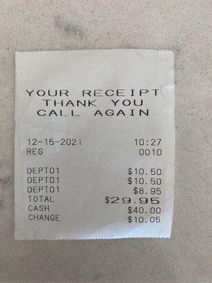 Receipt doesn't have the name of the items bought or the name of their store