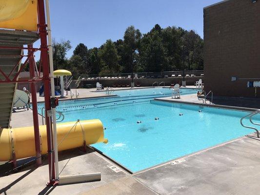 Large pool with a water slide.