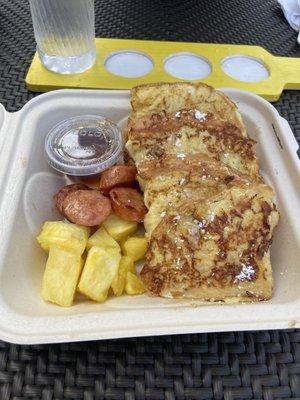 Molokai French Toast. Portuguese sausage and pineapple.