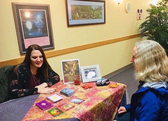 Giving angel card readings at Crystal Spirit (Crystal Voyage). Tacoma, WA