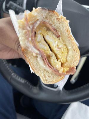 Ham Egg and Cheese hoagie (toasted)