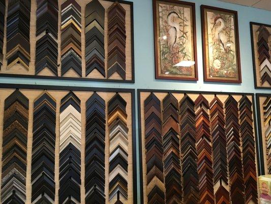 Large selection of mouldings to choose from for your custom framing project.