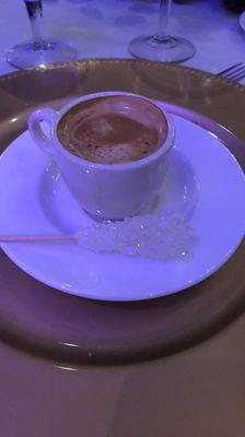 Espresso with sugar rock candy