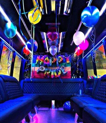 Pride Decor insde Limo Party Bus