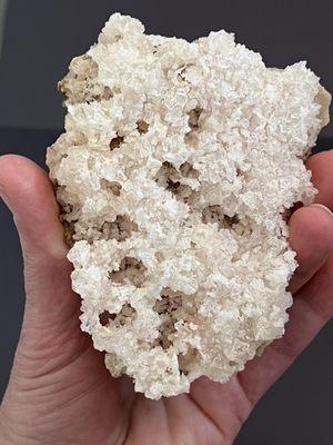 Pink Halite collected from the brine pools at Searles Lake in Trona, California.