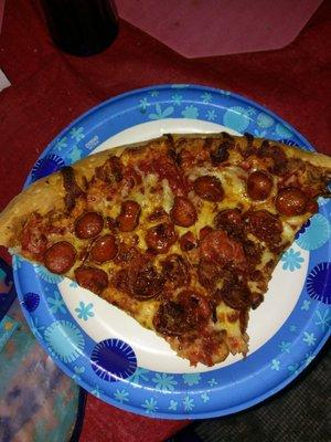 Pepperoni and bacon pizza