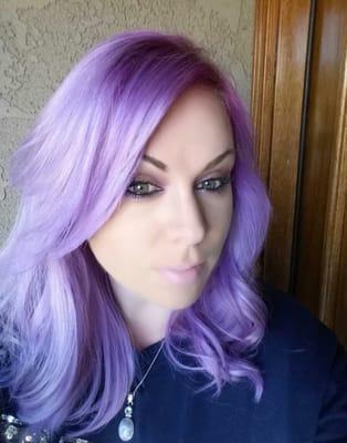 Lavender hair with a purple smudged root