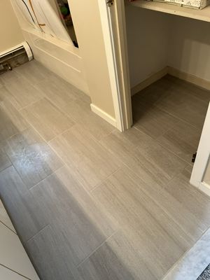 Porcelain floor tile in a bathroom.