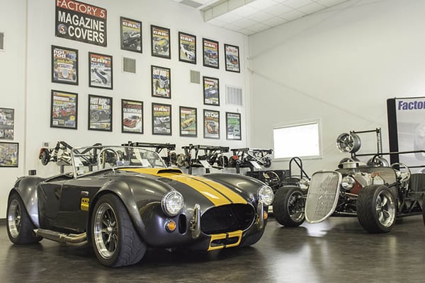 The showroom at Factory Five.