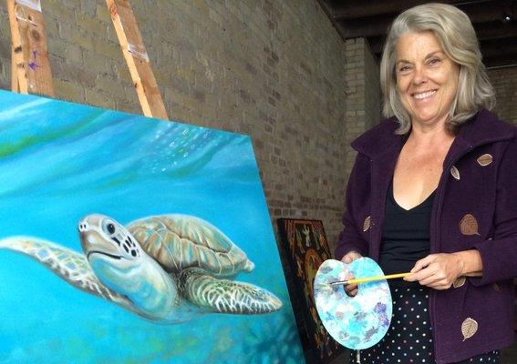 Love the sea turtles here on a South Padre Island.  Oil on linen, 30 x 40.